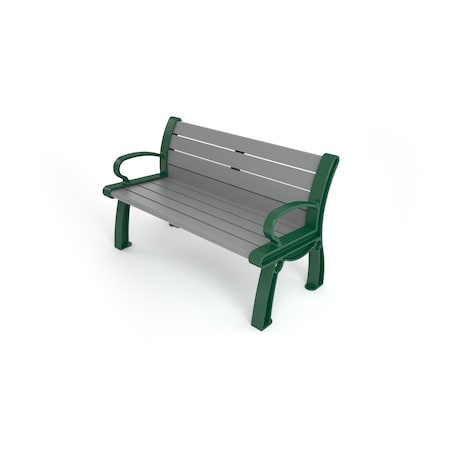 Frog Furnishings Gray 4' Heritage Bench with Green Frame PB 4GRAGFHER